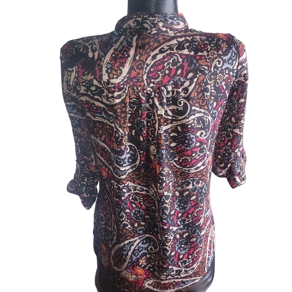 New Directions Elegant Multicolor Paisley Blouse Sz.PS - Picture 6 of 7
